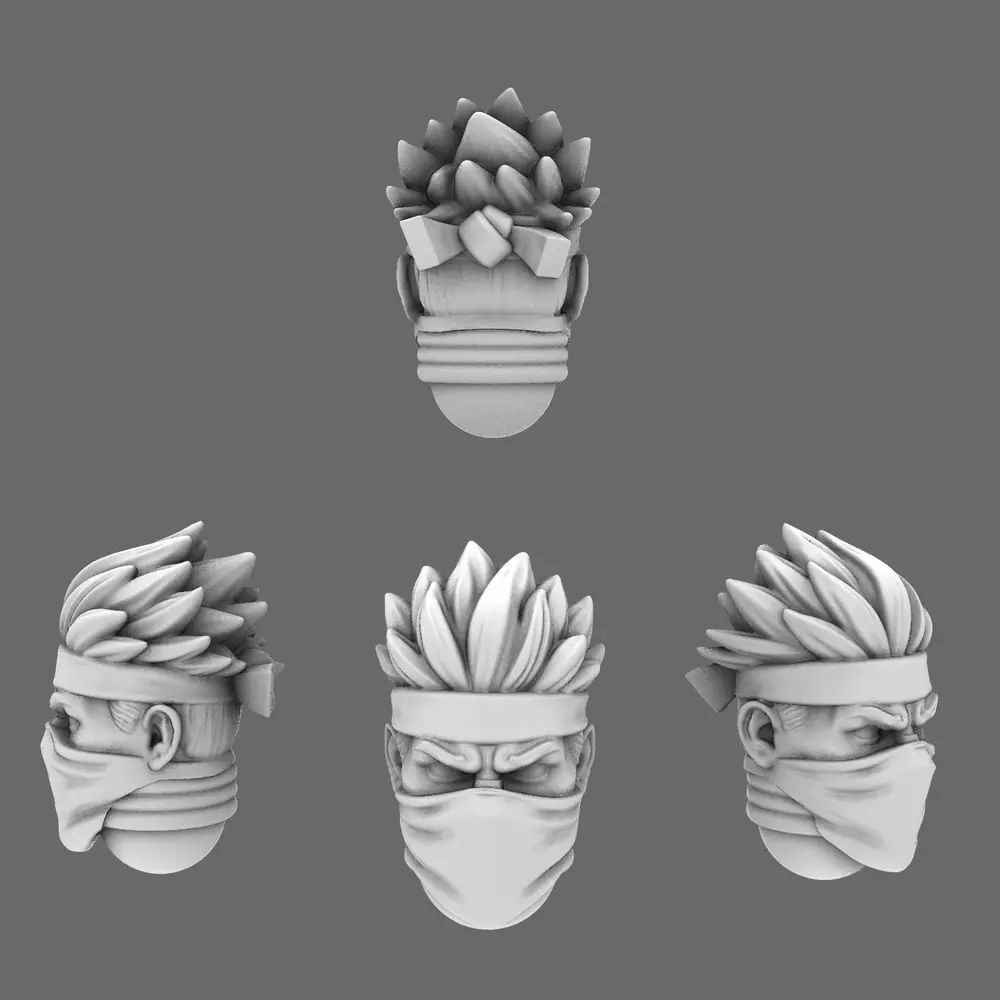Cyber Samurai Ninja Heads Type C 3D print model