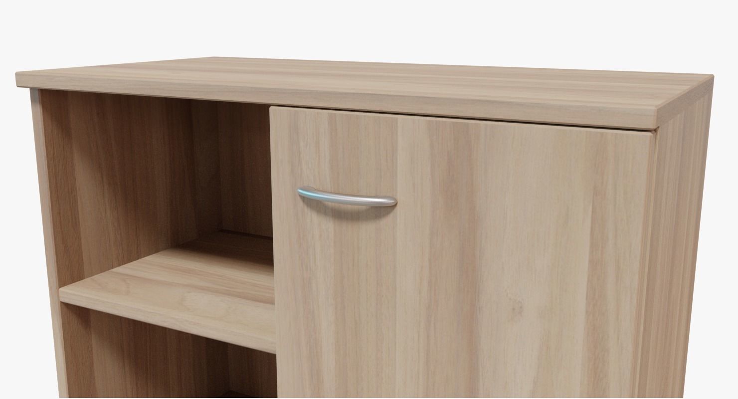 Commode wooden cabinet with drawers and doors Low-poly 3D model_2