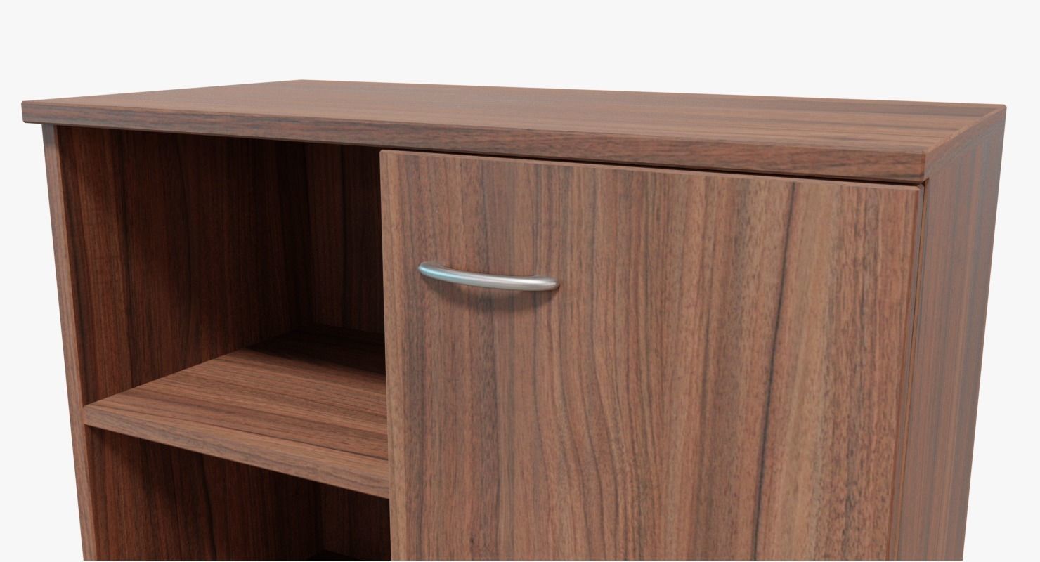 Commode wooden cabinet with drawers and doors Low-poly 3D model_3