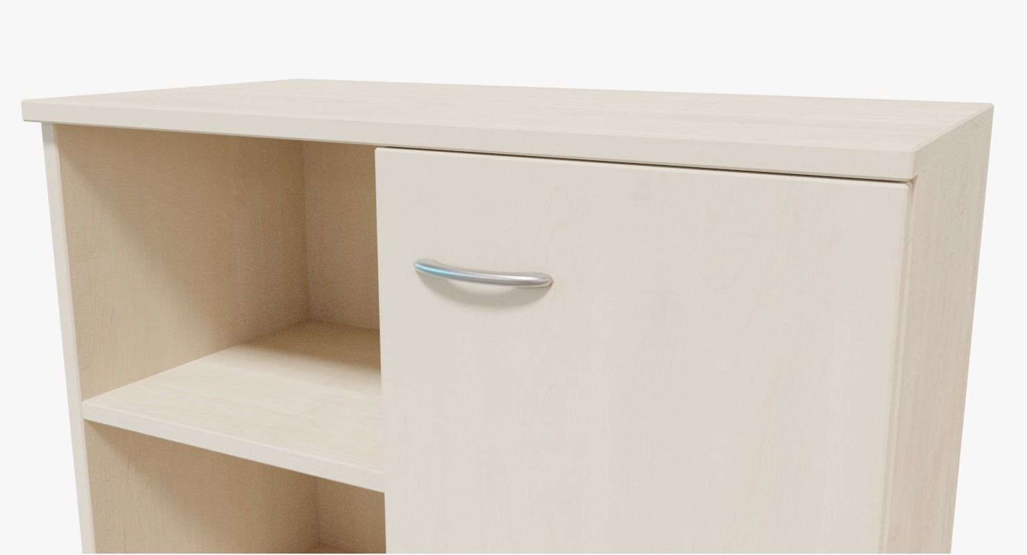 Commode wooden cabinet with drawers and doors Low-poly 3D model_4