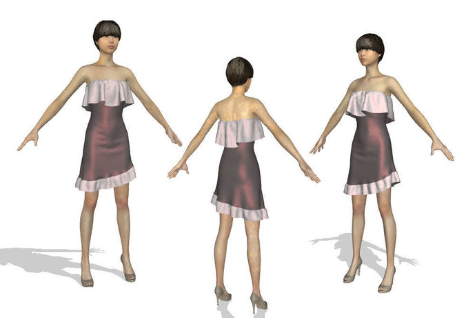 3d model woman in dress Low-poly 3D model