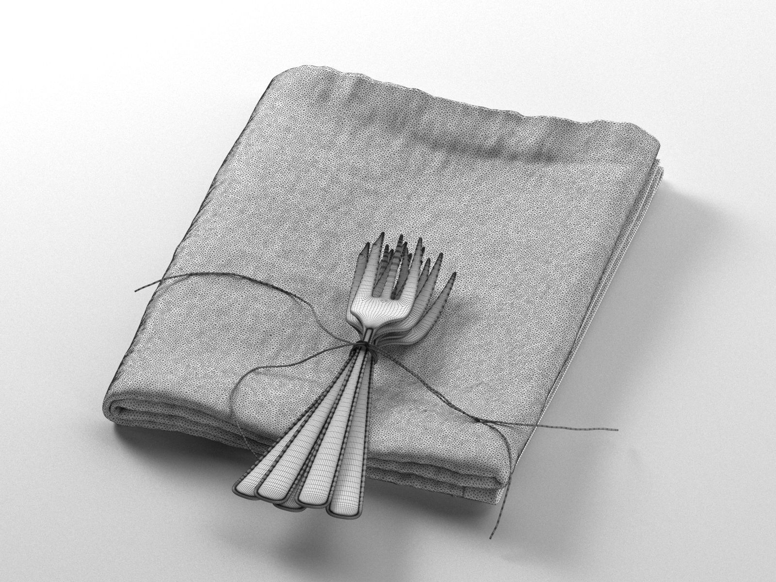 Tied Forks on Towel 3D model_1
