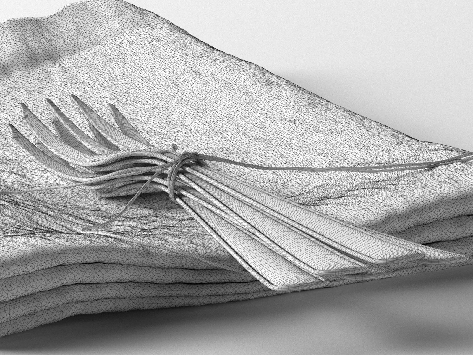Tied Forks on Towel 3D model_2