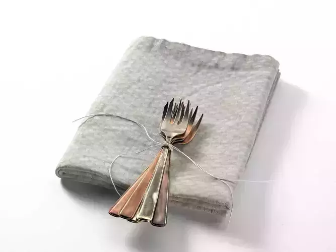 Tied Forks on Towel 3D model