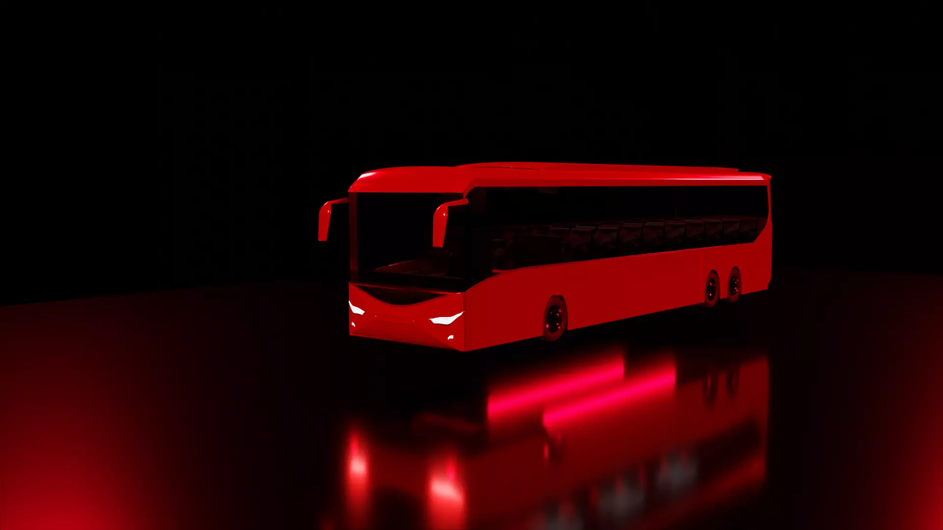 Tri-Axle Passenger Coach Bus Blender 3D Model 3D model