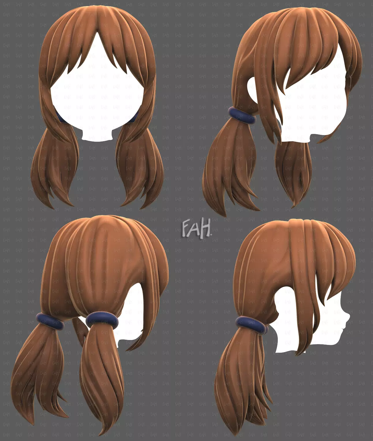 Base Hair for girl V73 Low-poly 3D model