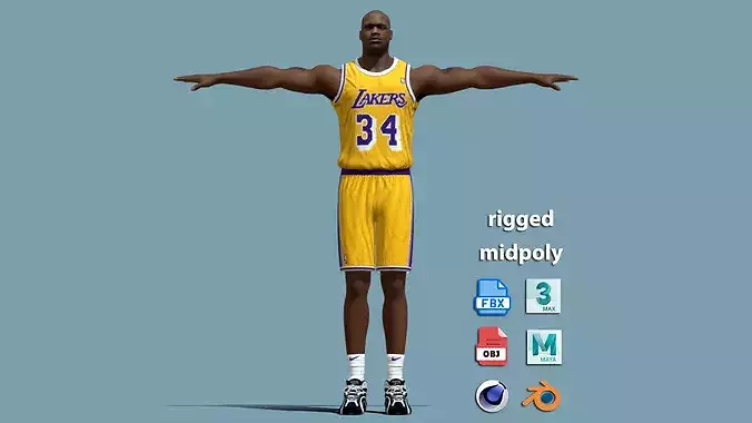 T-Pose Rigged Shaquille ONeal Los Angeles Lakers