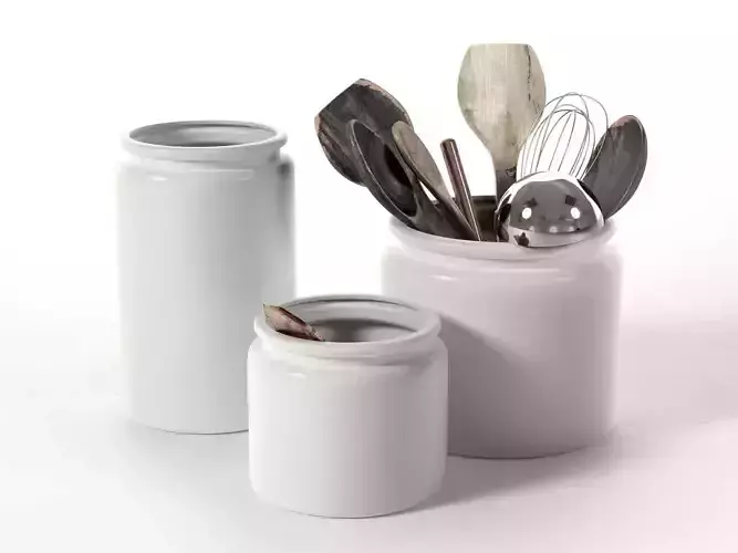 Ceramic Pots with Utensils