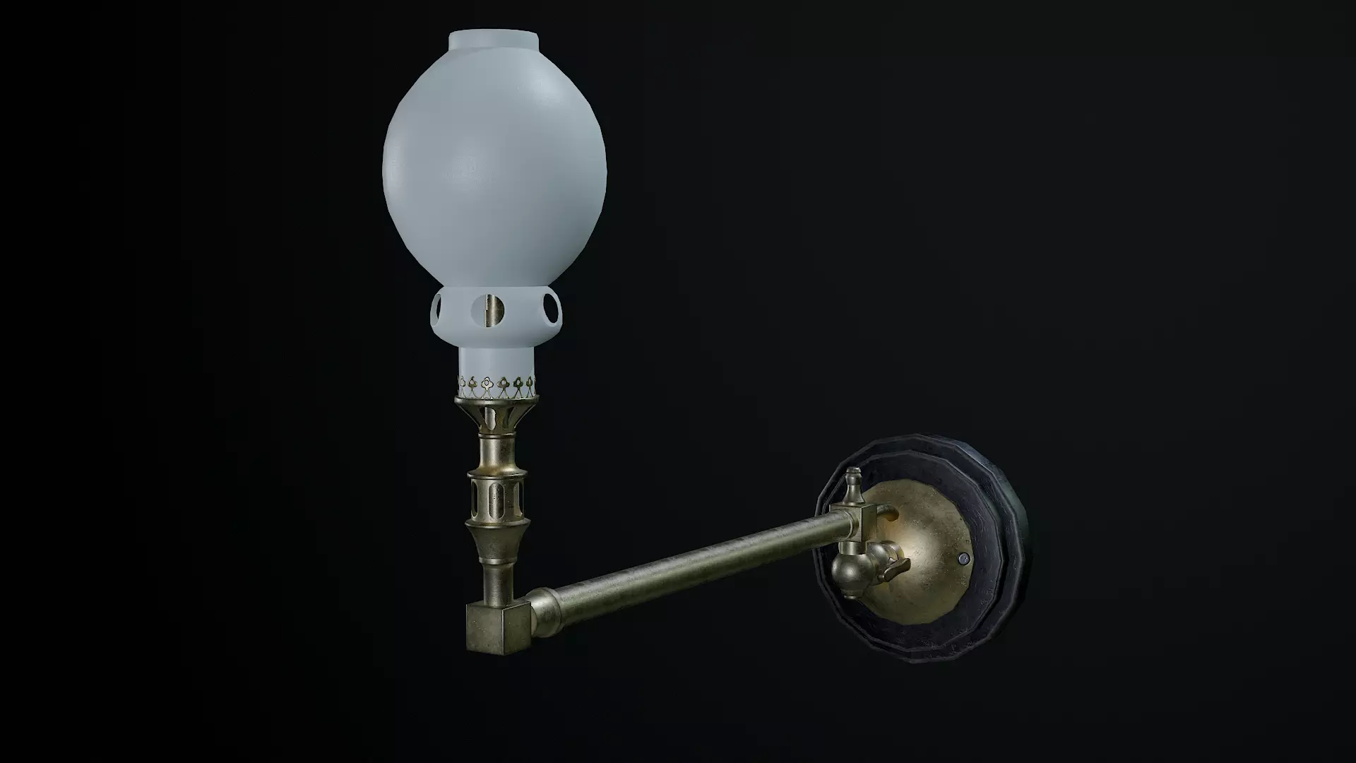 Victorian Wall-Mounted Living Room Gas Lamp Low-poly 3D model