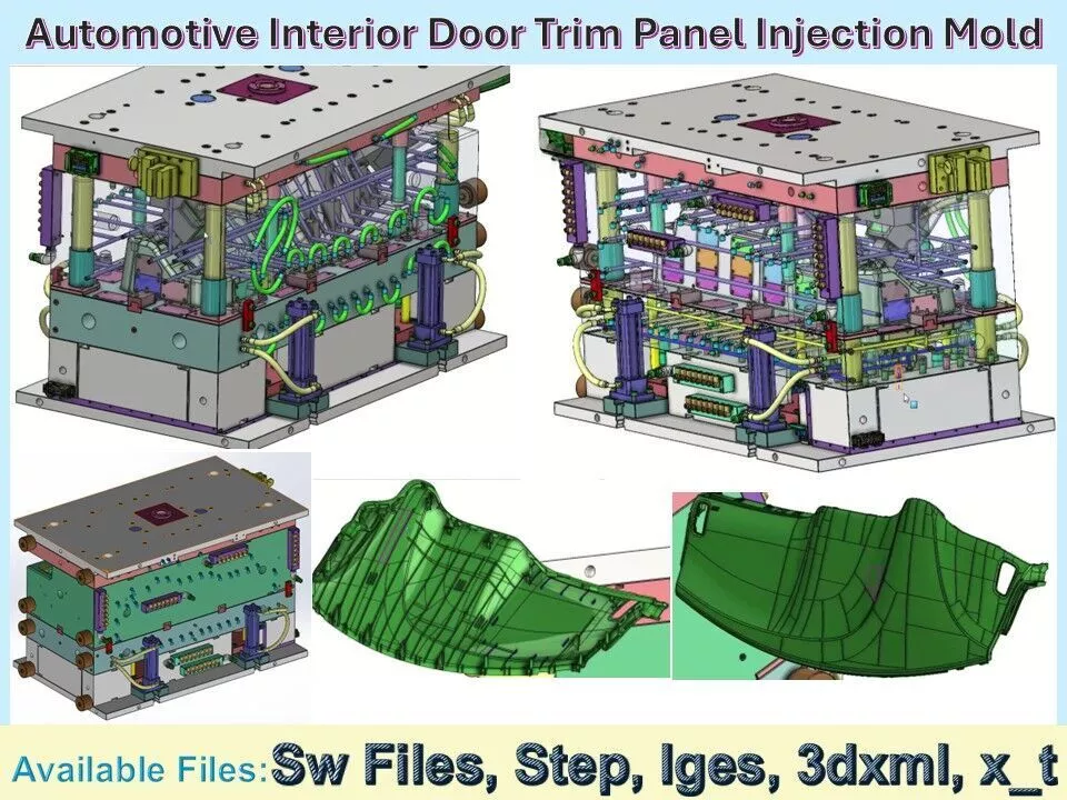 Interior Door Trim Panel Injection Mold 3D CAD Model 3D model