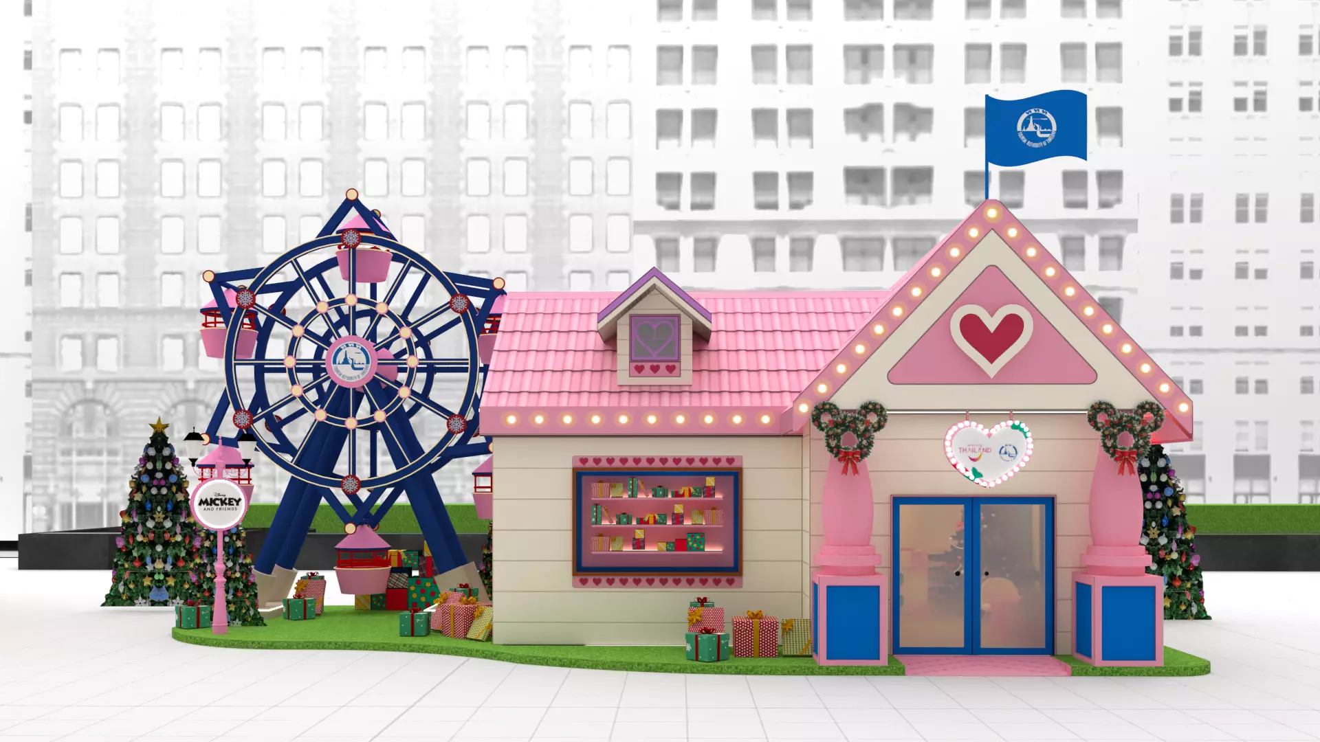 Pink Minnie House Ferris Wheel 3D model