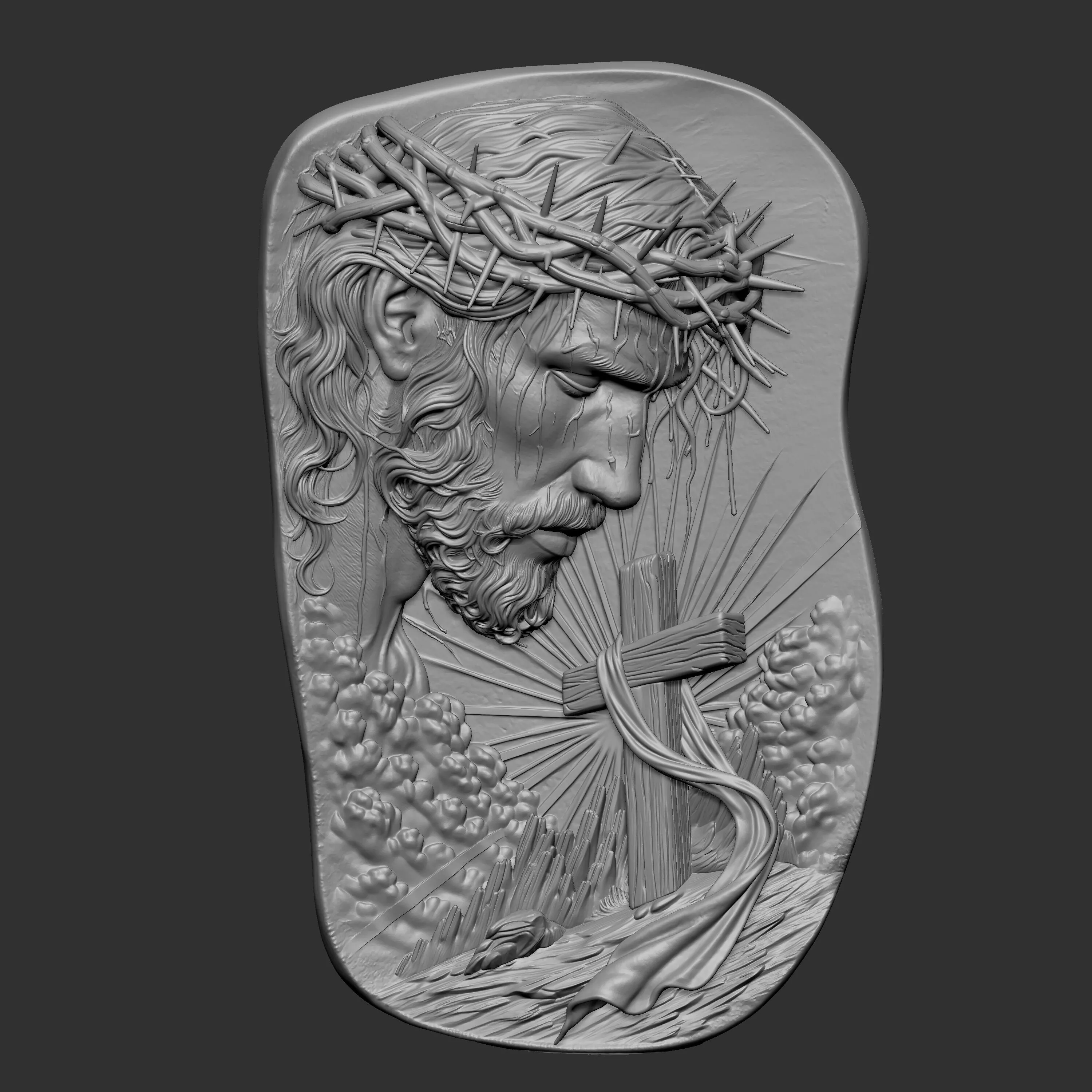 Jesus Christ wearing a crown of thorns 3D print model