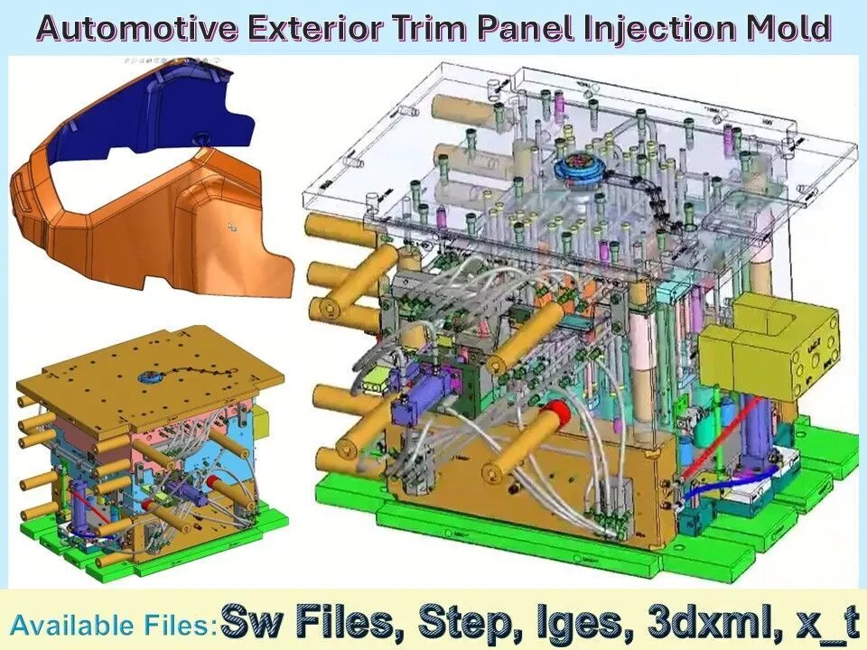 Exterior Trim Panel Injection Mold 3D CAD Model 3D model
