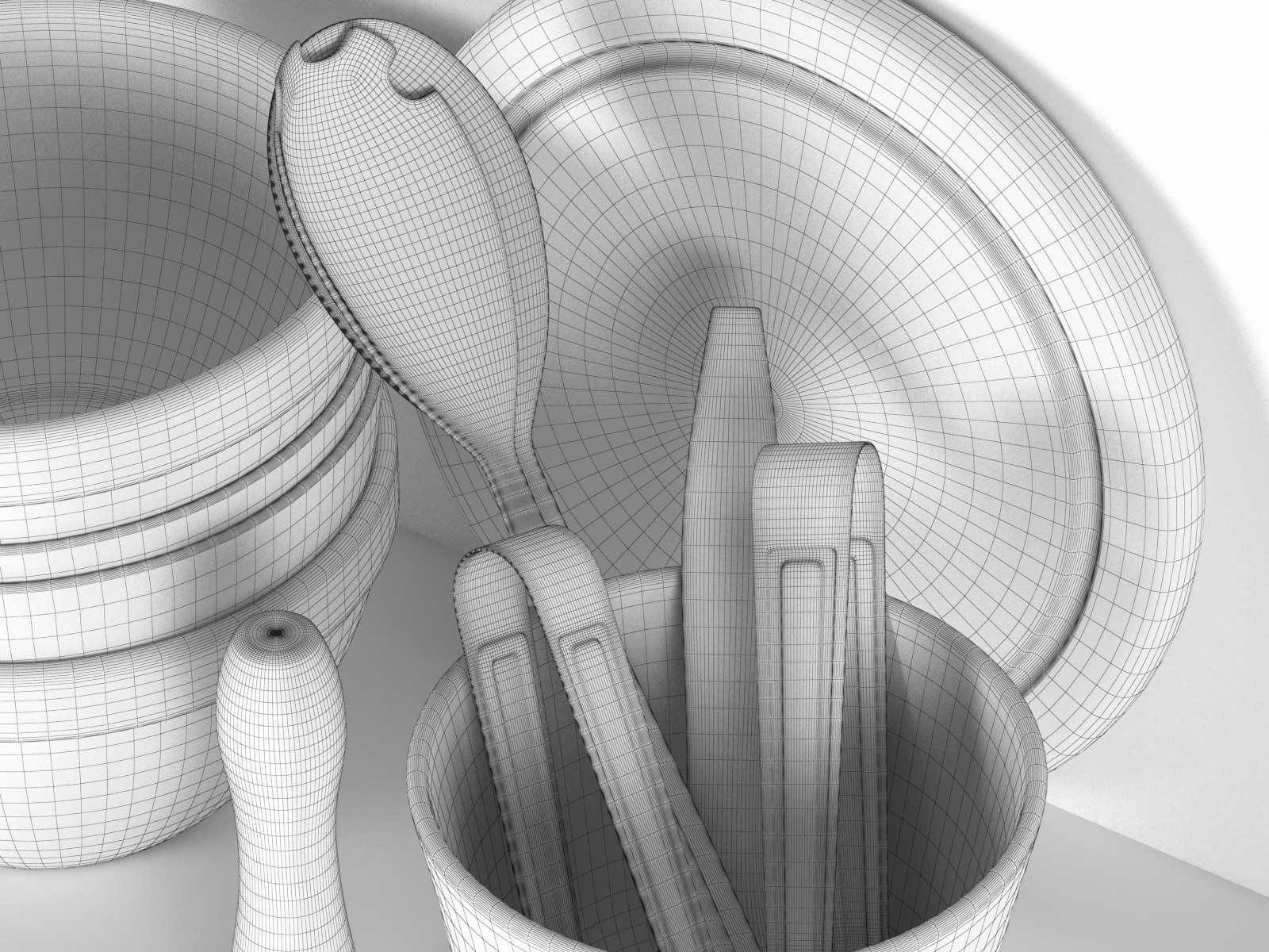Bowl with Utensils Stack of Bowls and Plate  3D model_2