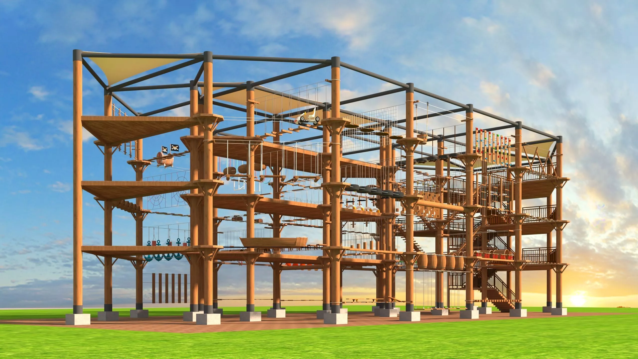 High-altitude Challenge Tower - Non-motorized Childrens Park Low-poly 3D model