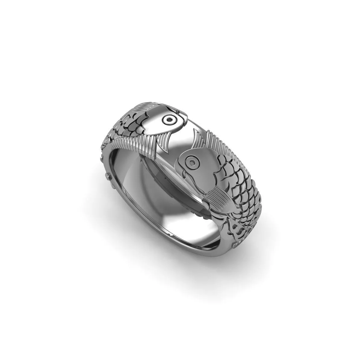 Koi Fish Pattern Band Ring-3D CAD Model 3D print model