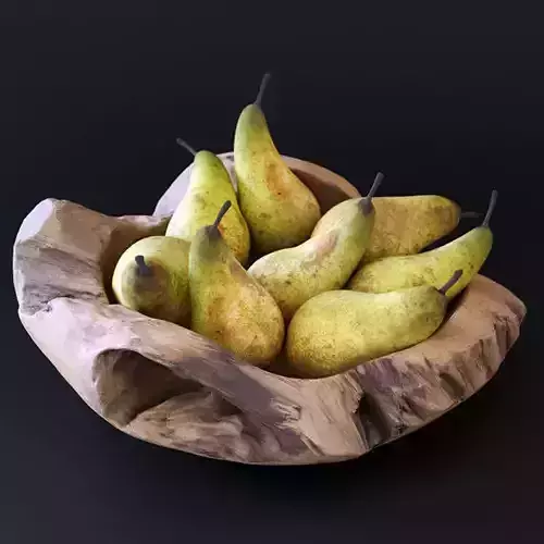 Decorative wooden bowl with pears
