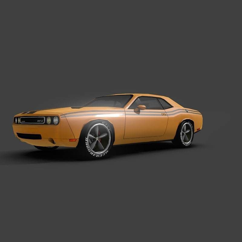 Low Poly Car Model orange dodge challenger Low-poly 3D model_3