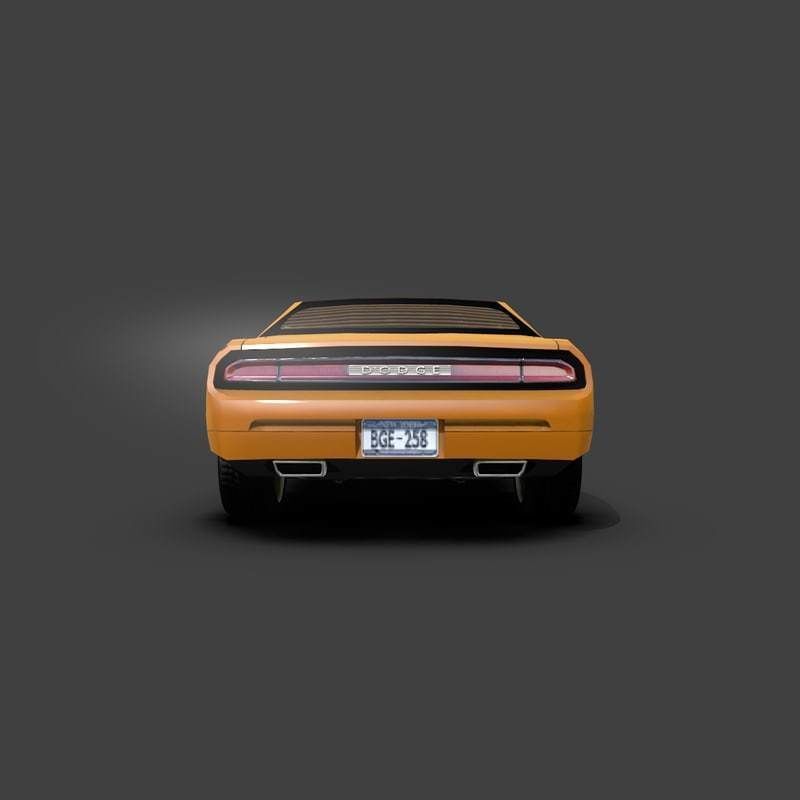 Low Poly Car Model orange dodge challenger Low-poly 3D model_2
