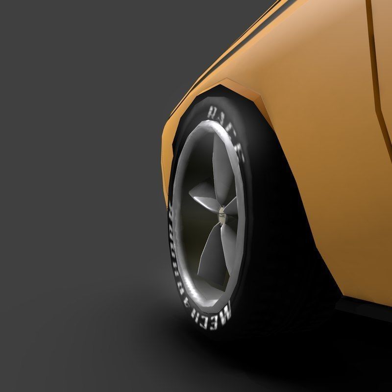 Low Poly Car Model orange dodge challenger Low-poly 3D model_9