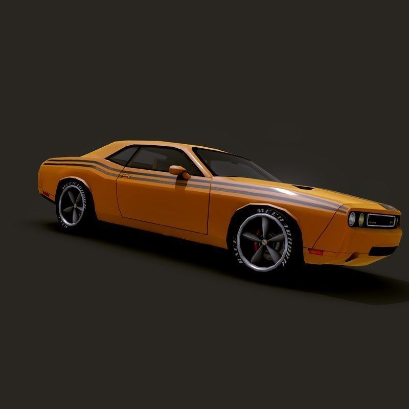 Low Poly Car Model orange dodge challenger Low-poly 3D model_11