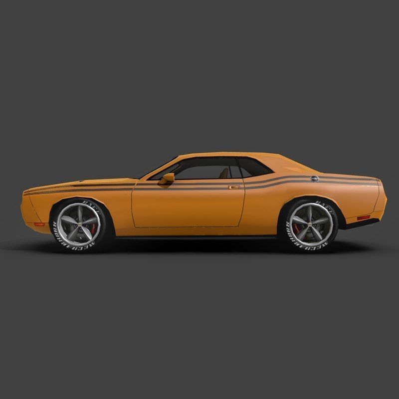 Low Poly Car Model orange dodge challenger Low-poly 3D model_4
