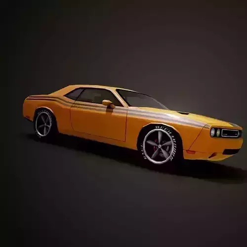 Low Poly Car Model orange dodge challenger Low-poly 3D model