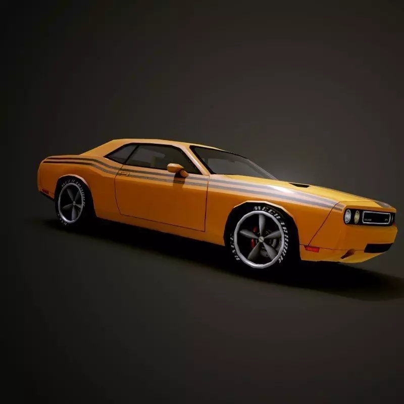 Low Poly Car Model orange dodge challenger Low-poly 3D model_0