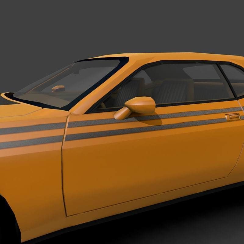 Low Poly Car Model orange dodge challenger Low-poly 3D model_7