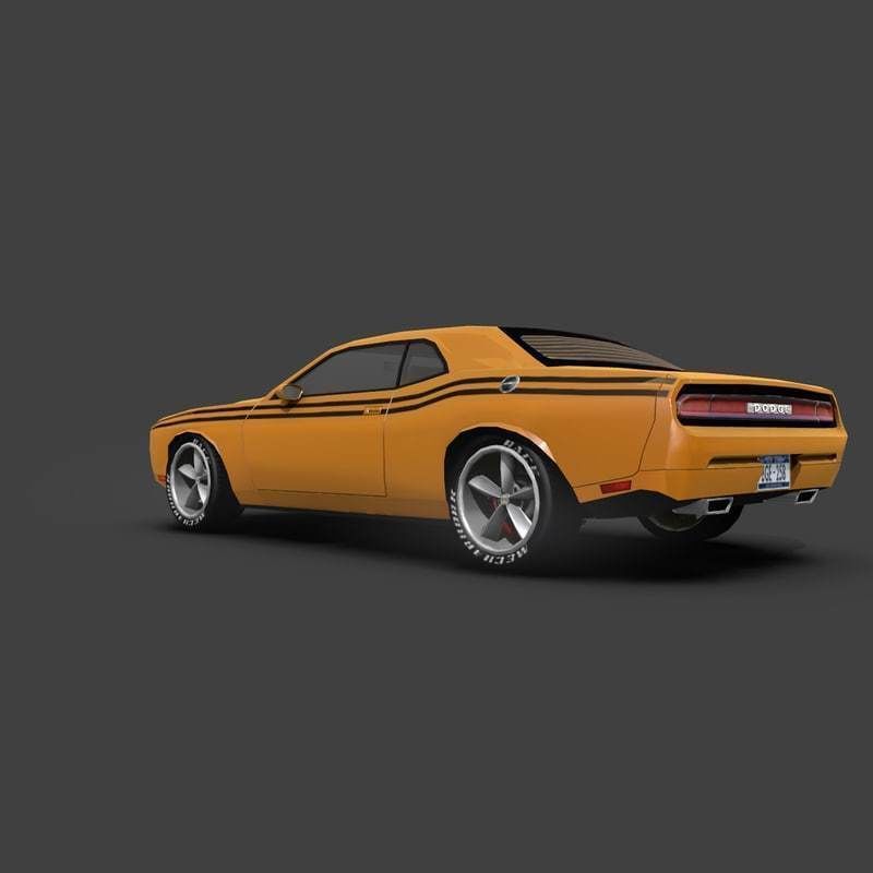 Low Poly Car Model orange dodge challenger Low-poly 3D model_5