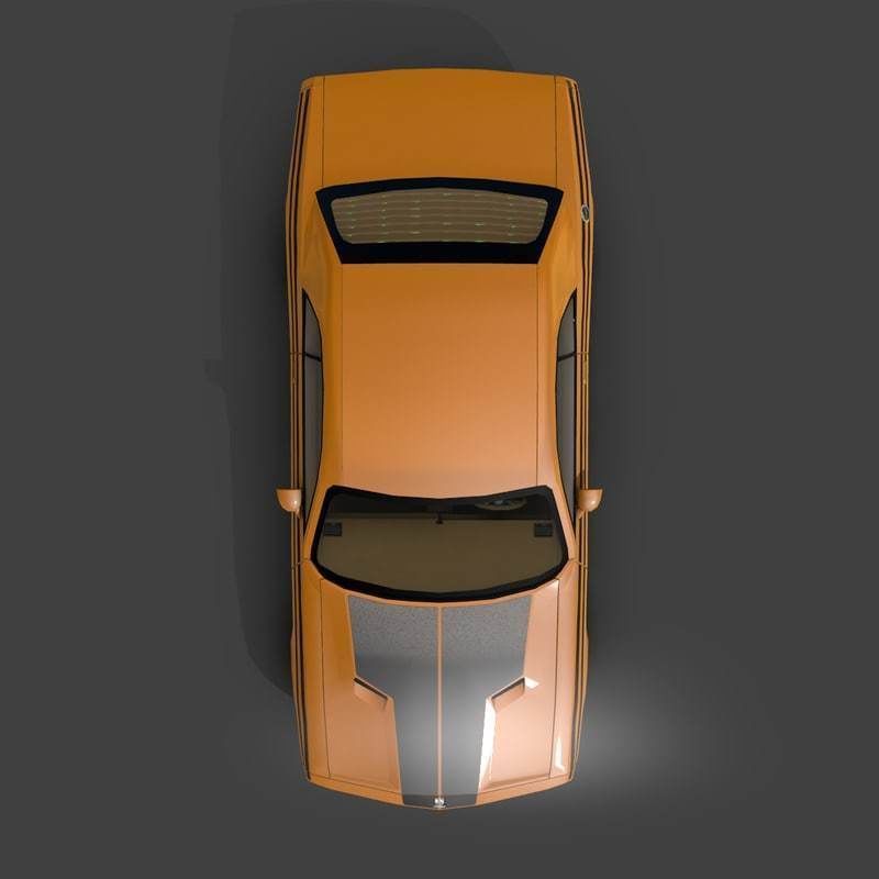 Low Poly Car Model orange dodge challenger Low-poly 3D model_6