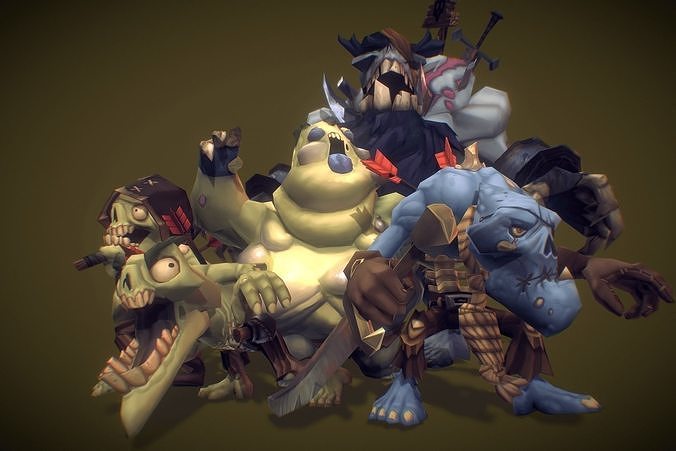 Zombie Crew Bundle  - Low Poly Hand Painted Low-poly 3D model
