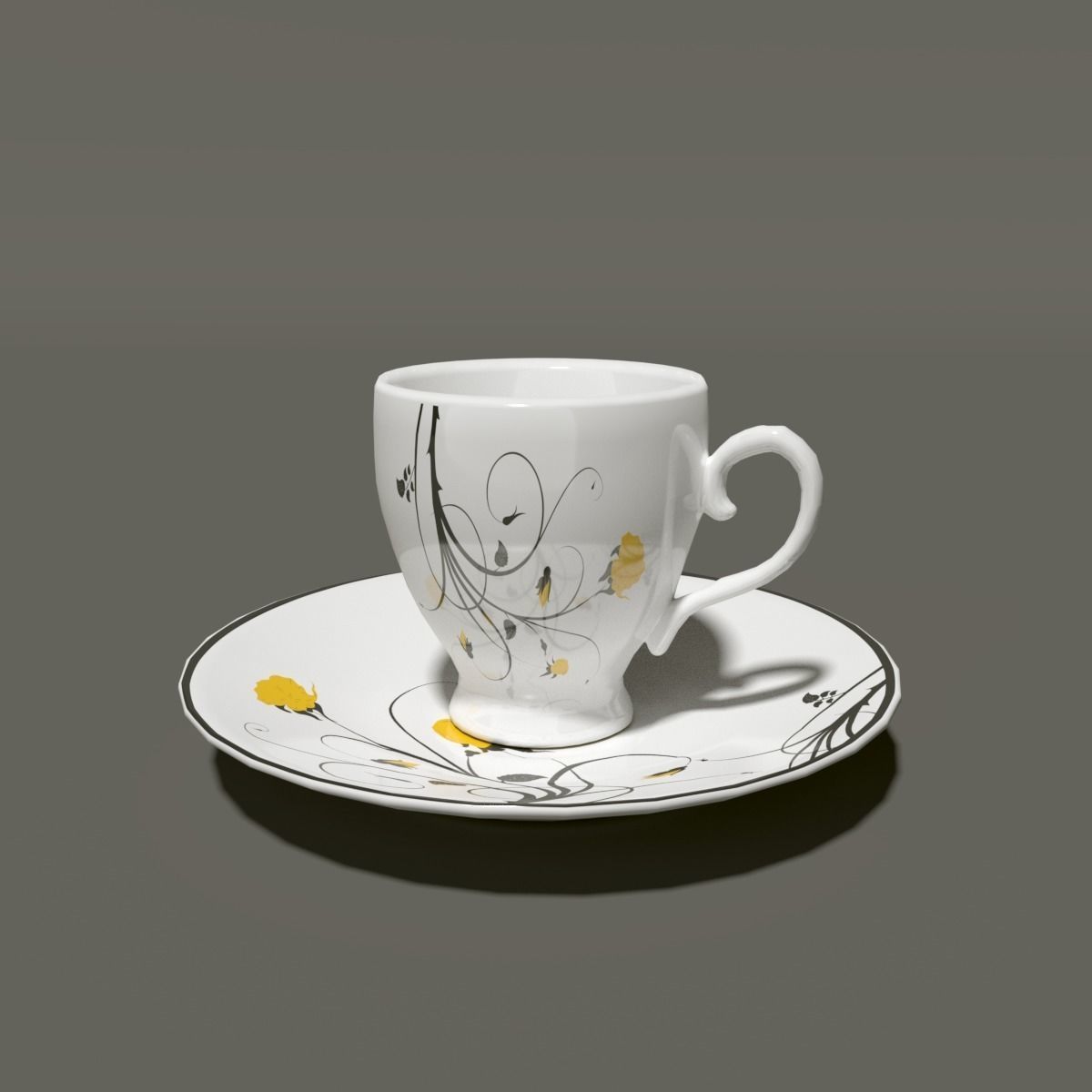 Tea set teapot and cup Free low-poly 3D model_3