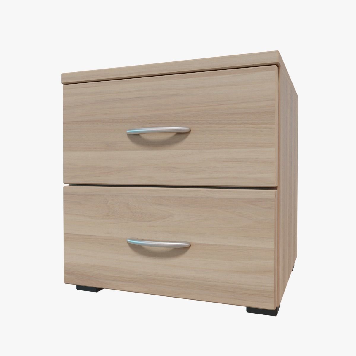 Nightstand bedside table with two drawers Free low-poly 3D model_1