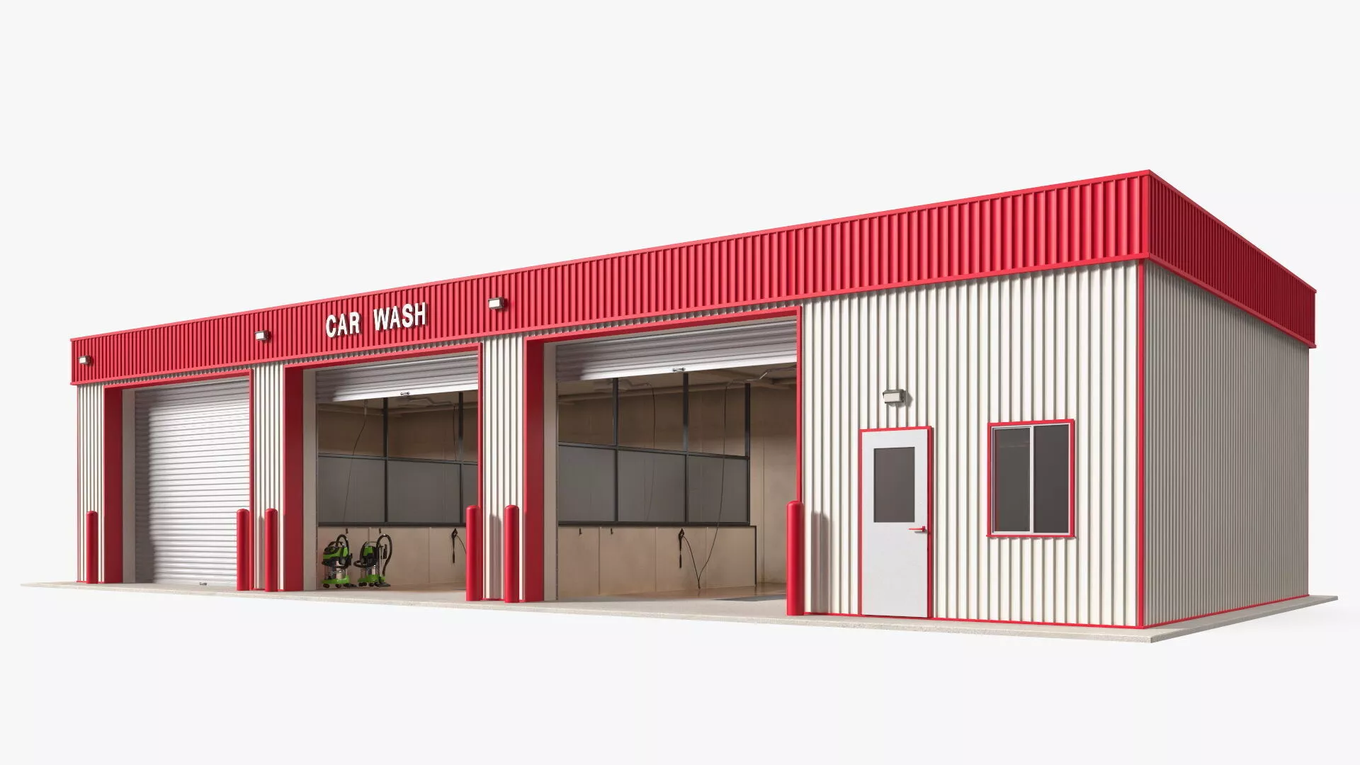 Red Car Wash Building Rigged 3D model