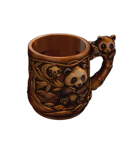 Cute Panda Bamboo Mug 3D print model