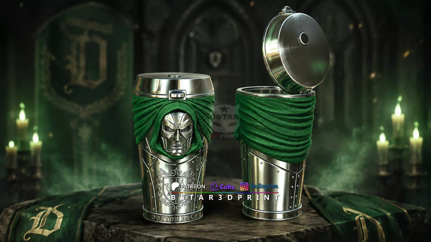 Doctor Doom Tumbler Cup and Can Holder - PopCon Cup 3D print model