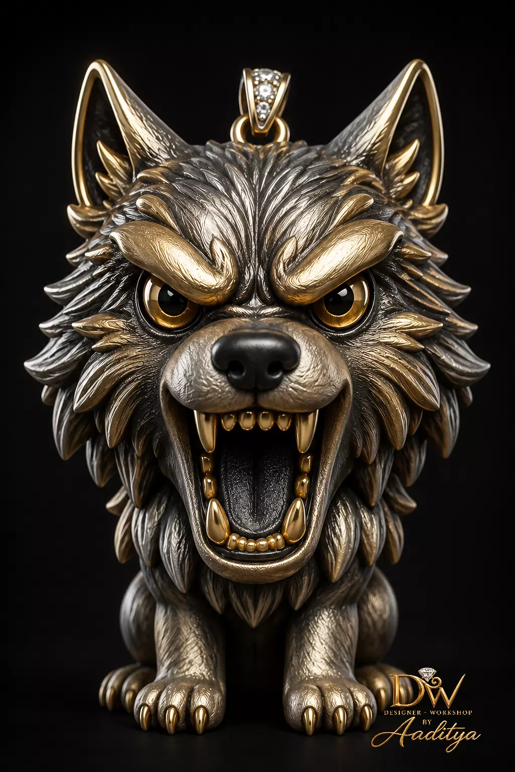 Cute Wolf Head Pendant 3D print model