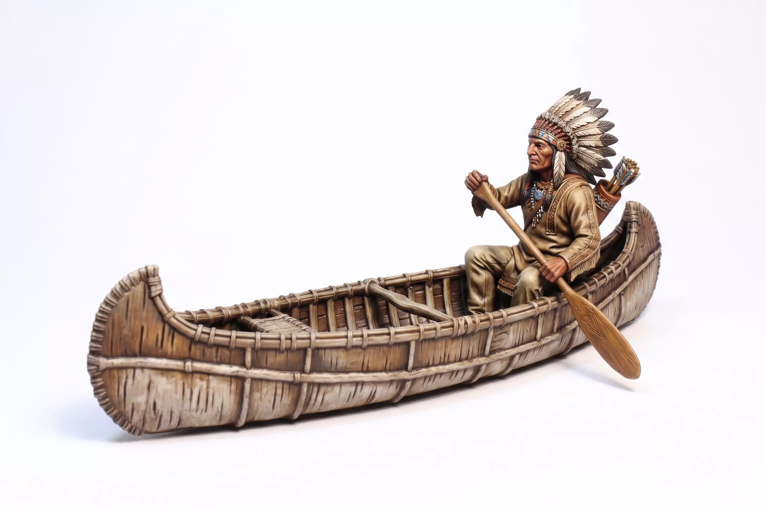 Native Indian in canoe 3D print model
