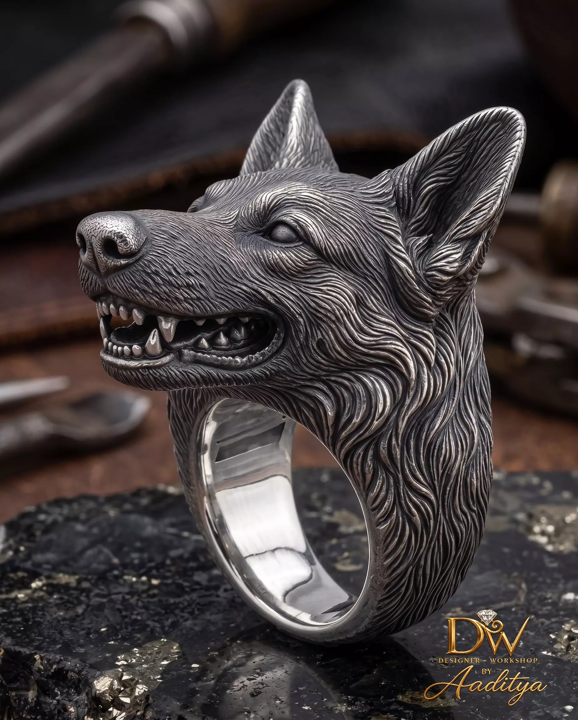 German Shepherd Ring 3D print model