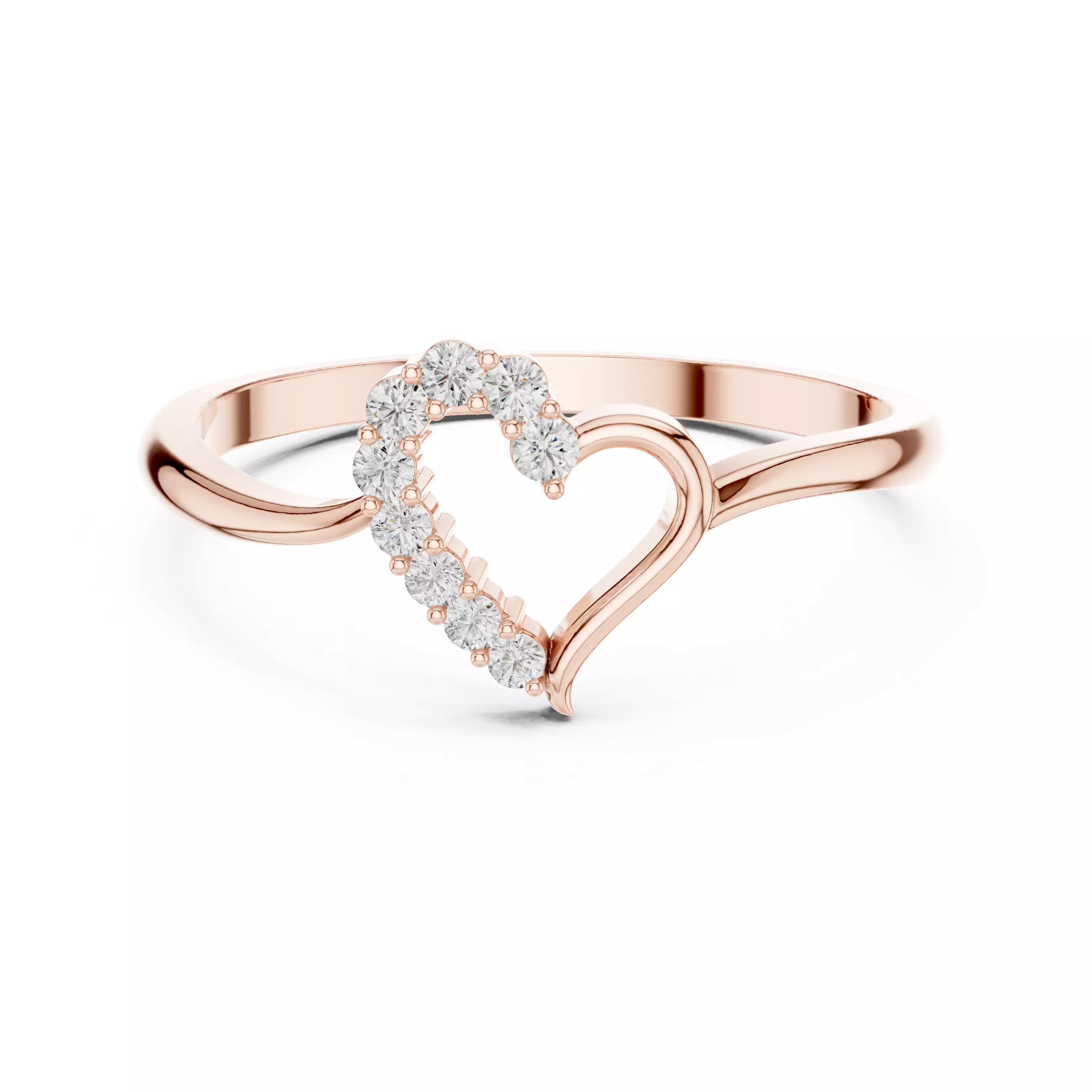 Open Heart Round Diamond Ring Romantic Jewelry CAD 3D Model Free 3D print model