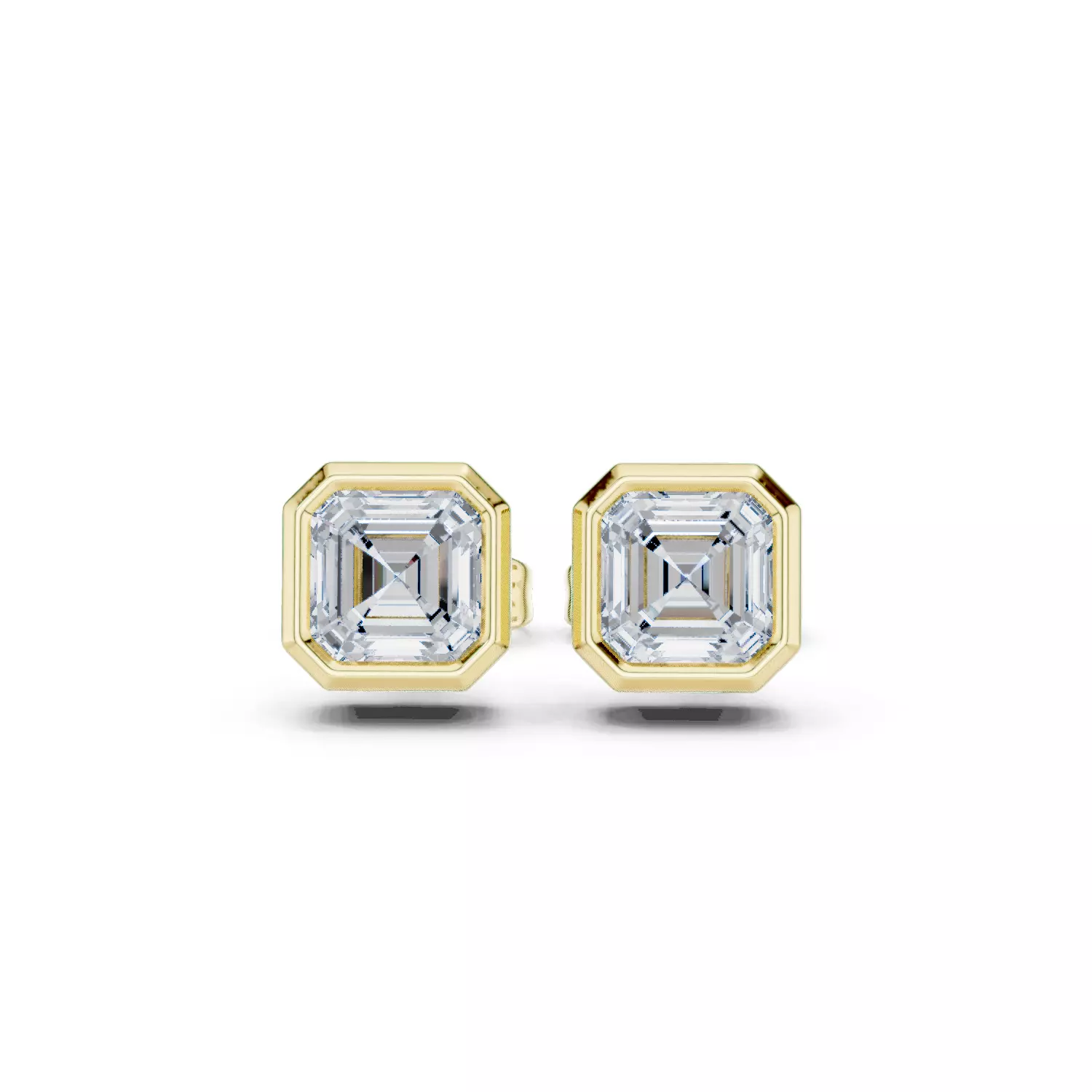 Geometric Bezel Diamond Stud Earrings Jewelry CAD 3D Model Free 3D print model