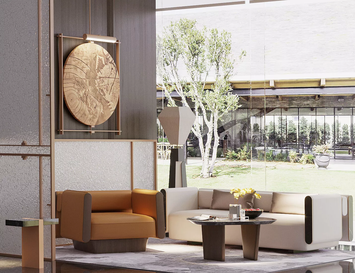 Modern Oriental Wabi-Sabi Living Room Interior 3D model