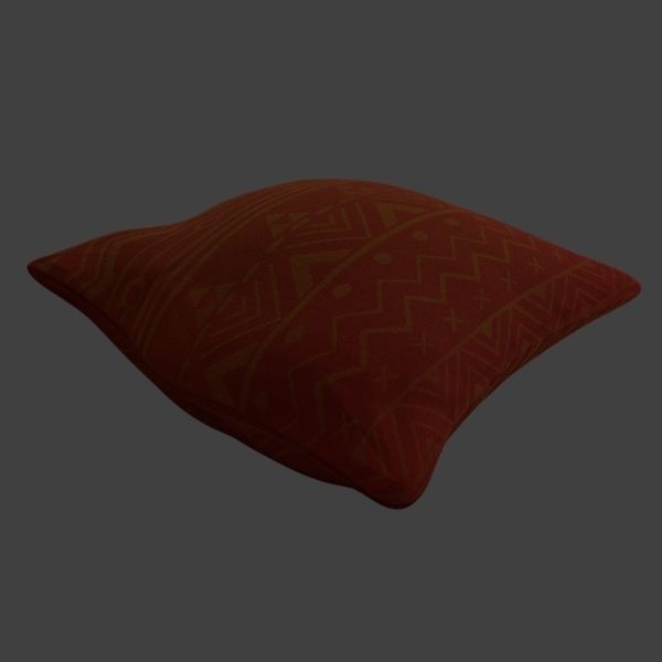 Couch and Pillows - Brown Velvet Low-poly 3D model_38