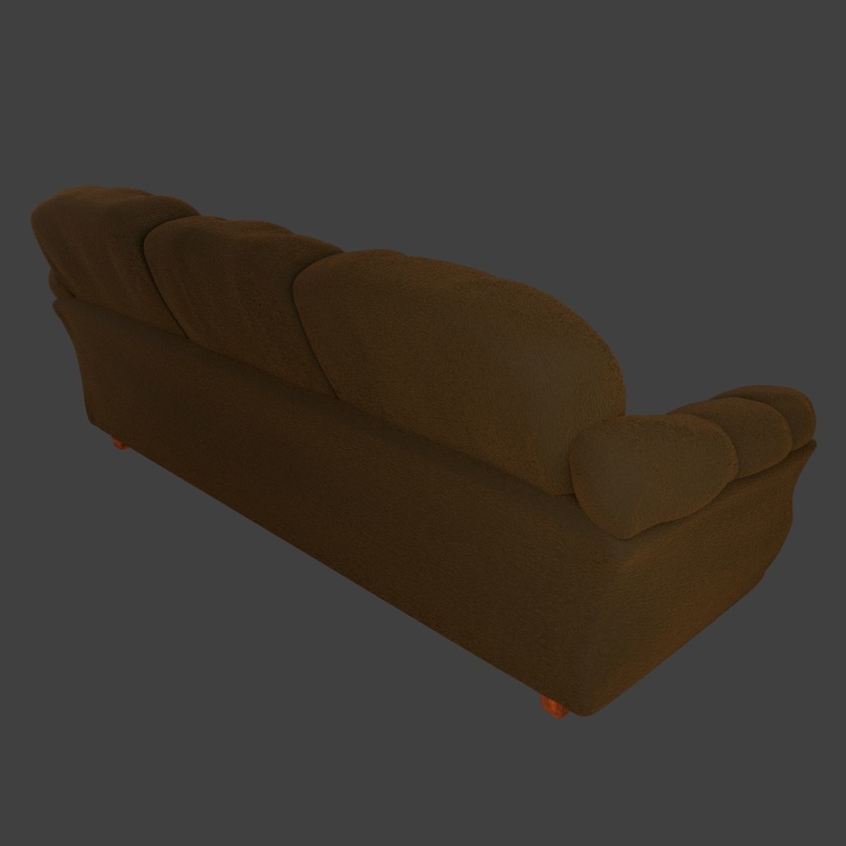 Couch and Pillows - Brown Velvet Low-poly 3D model_16