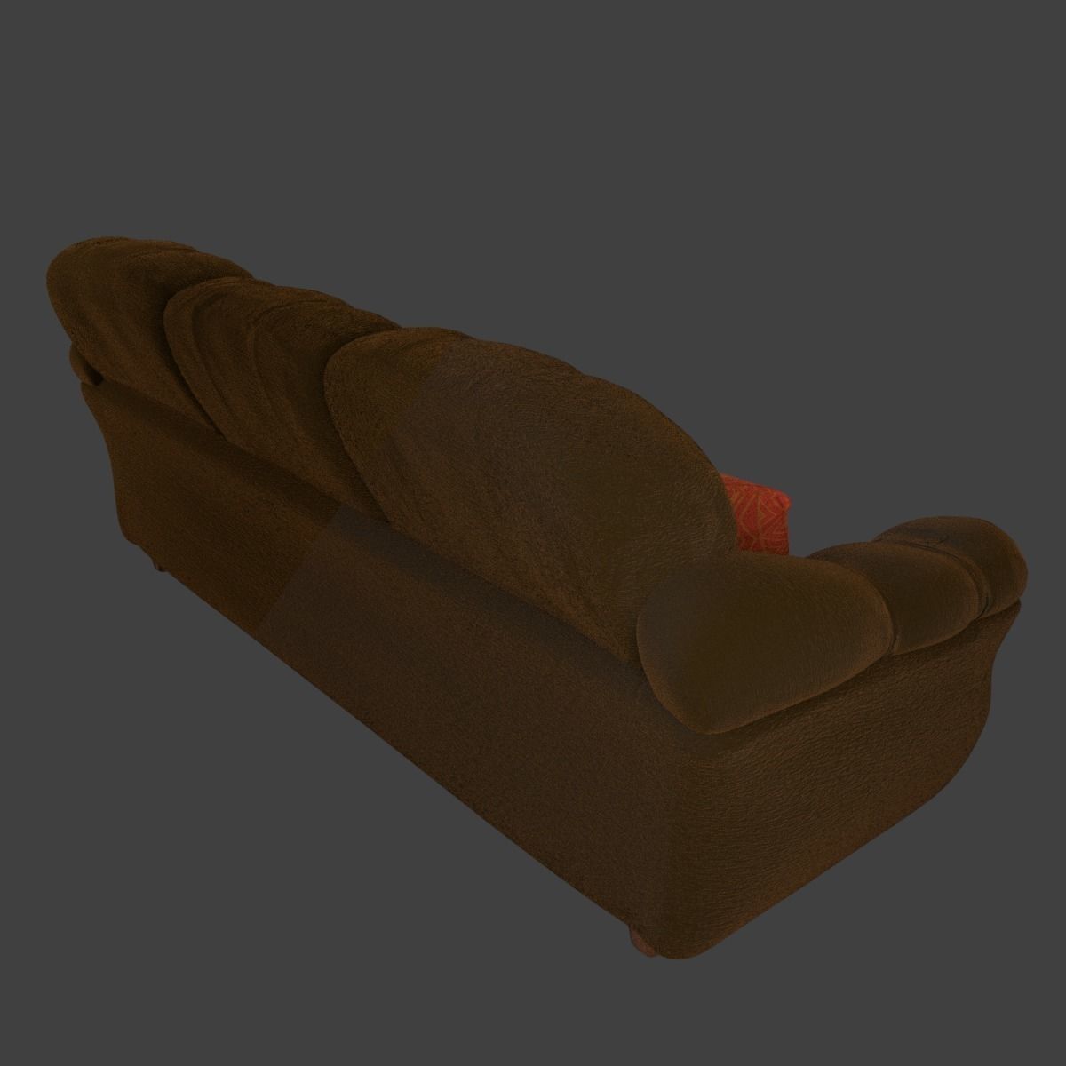 Couch and Pillows - Brown Velvet Low-poly 3D model_5