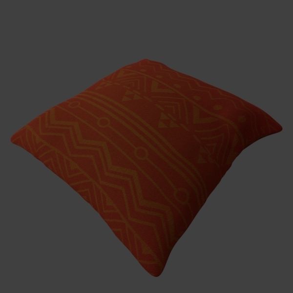Couch and Pillows - Brown Velvet Low-poly 3D model_34