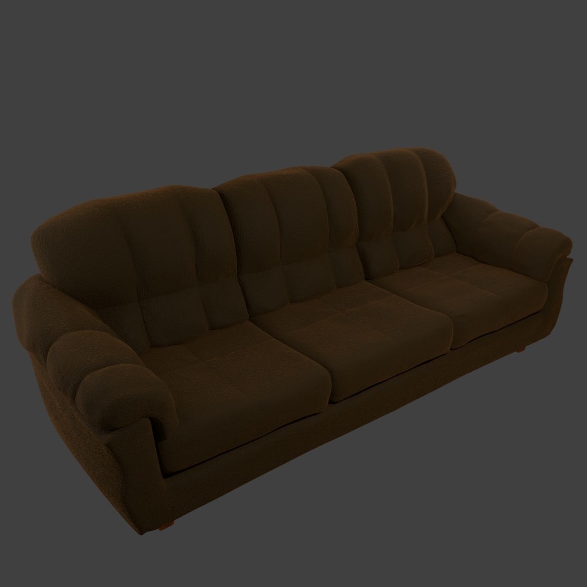 Couch and Pillows - Brown Velvet Low-poly 3D model_15