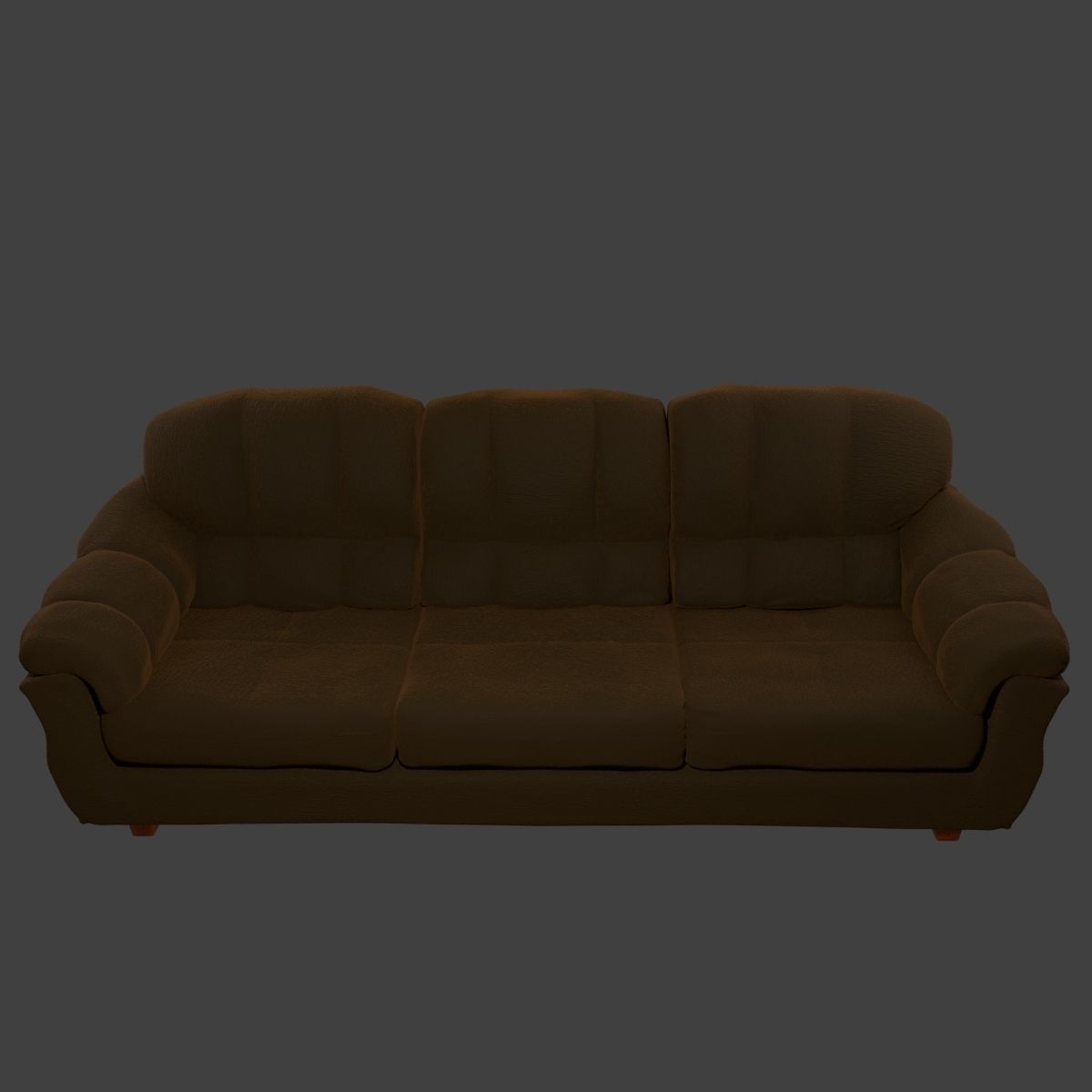 Couch and Pillows - Brown Velvet Low-poly 3D model_14
