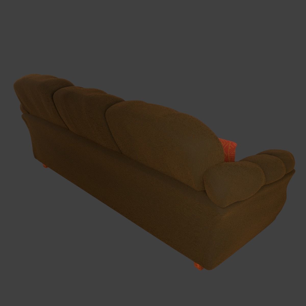 Couch and Pillows - Brown Velvet Low-poly 3D model_9